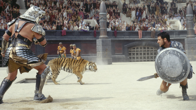 Russell Crowe fighting a tiger 