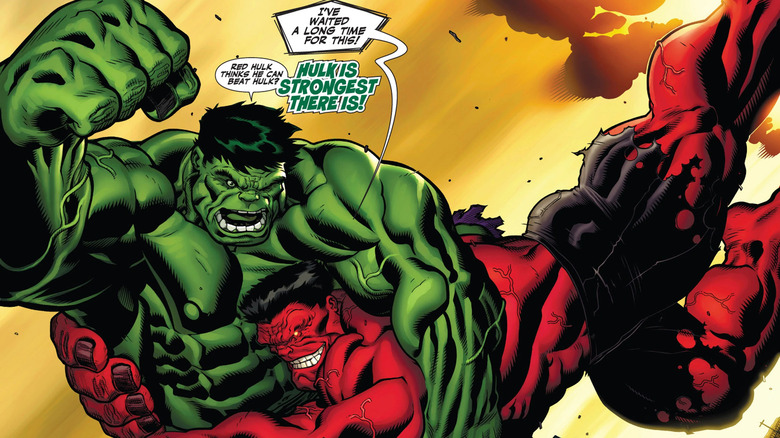 Red Hulk tackles the Hulk