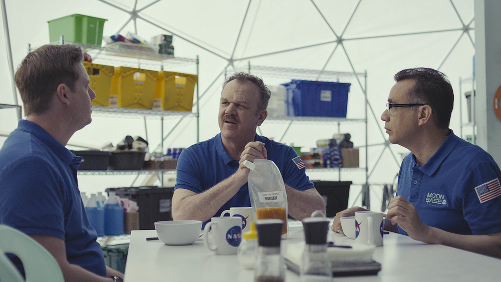 Tim Heidecker, John C. Reilly, and Fred Armisen in Moonbase 8