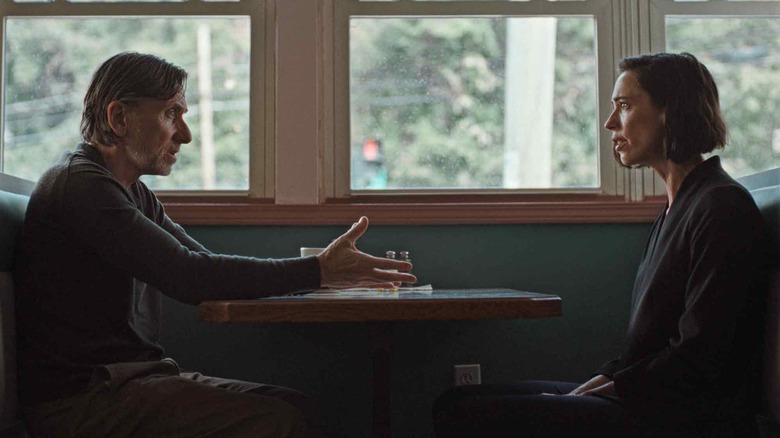 David and Margaret talking at a table in Resurrection