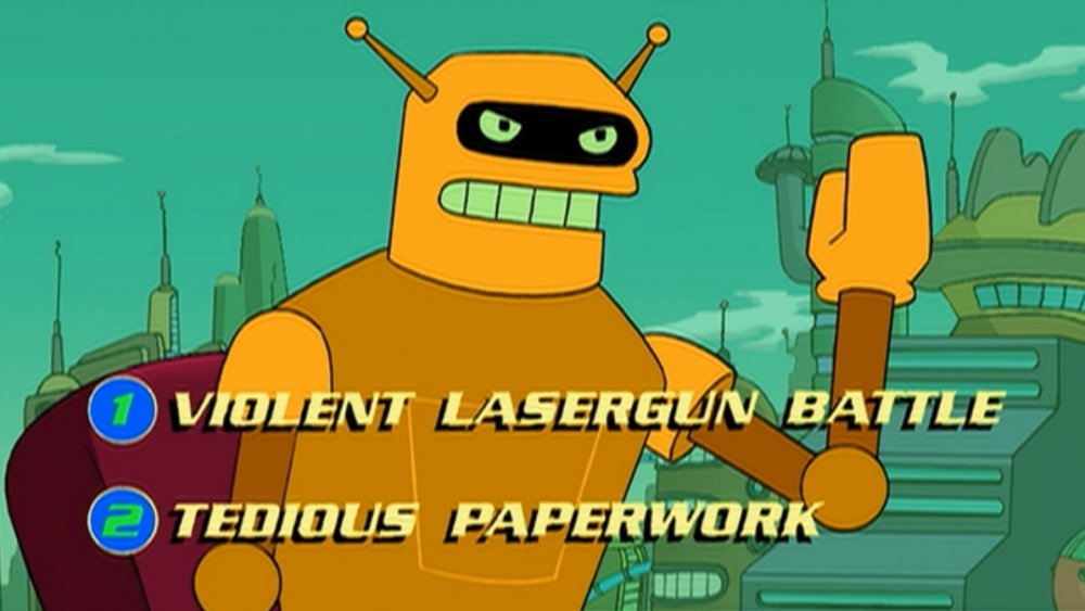 Calculon in a scene from "All My Circuits: The Movie" in "Futurama"