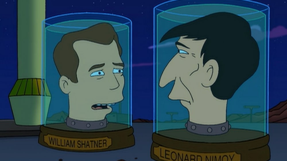 William Shatner's head and Leonard Nimoy's head in "Futurama"