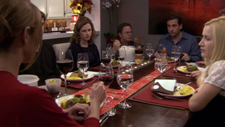 Dunder Mifflin employees at dinner