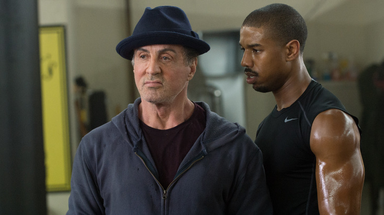 Sylvester Stallone and Michael B. Jordan training