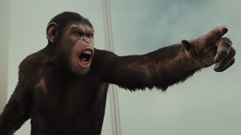 Caesar leads the revolution on the Golden Gate Bridge in "Rise of the Planet of the Apes."