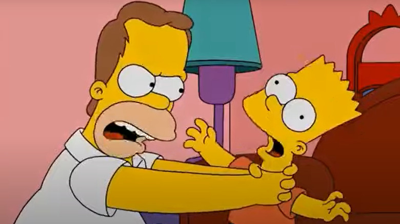 Homer strangling Bart