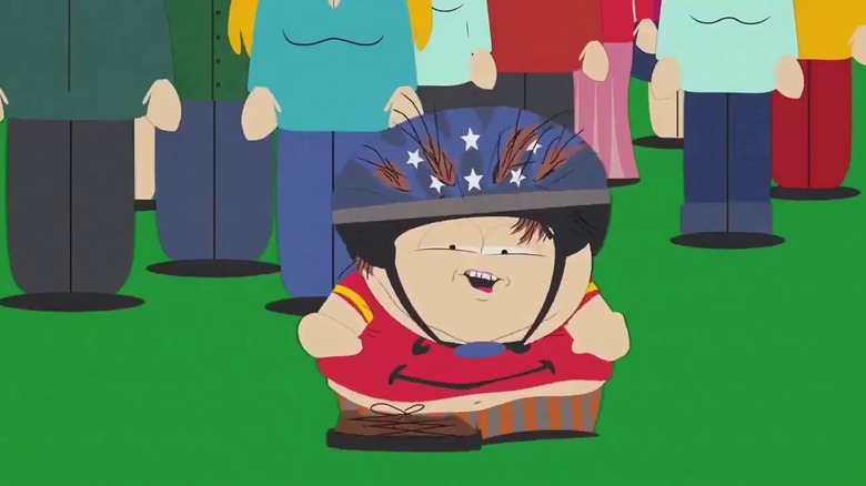 Cartman wearing helmet