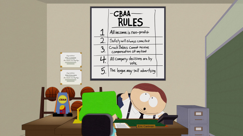 Cartman pointing to board