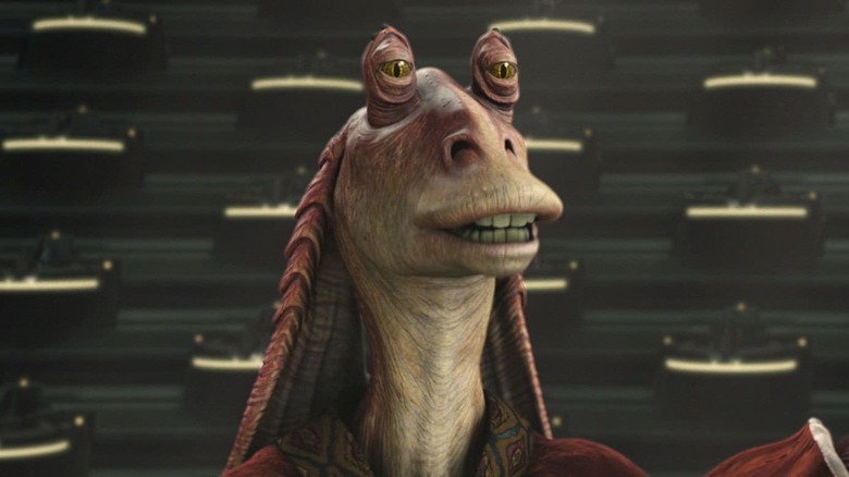 Jar-Jar Binks speaking to the Senate Star Wars