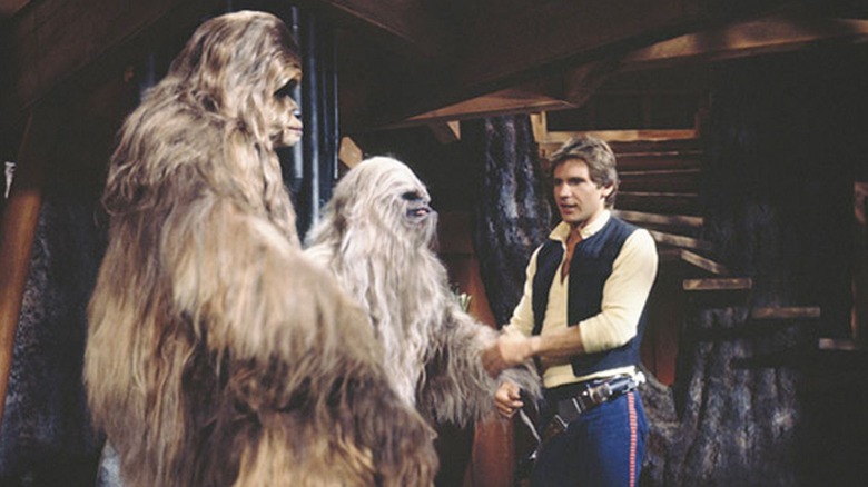 Harrison Ford greeting Chewie's relatives Star Wars