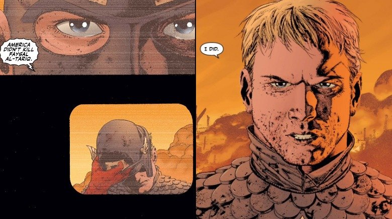 Split image of Captain America's reveal in Captain America #3