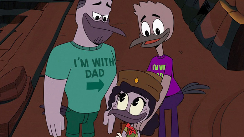 Violet and her two dads in 'Ducktales'