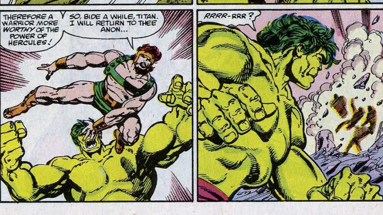 Hercules abandoning his fight with the Hulk in Incredible Hulk #316