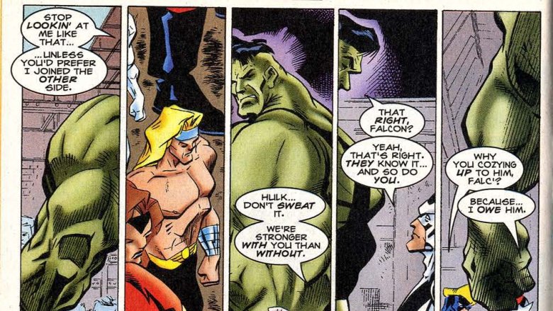 The Avengers giving Hulk the cold shoulder in Incredible Hulk #445