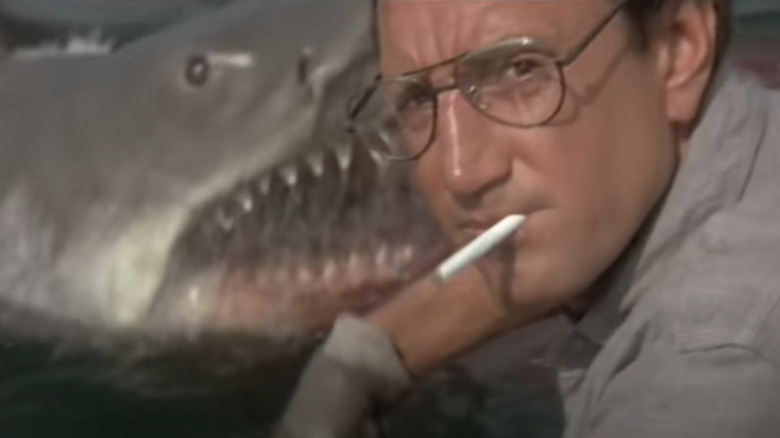 Roy Scheider and shark in Jaws