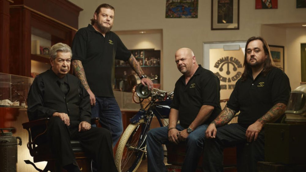 Richard Harrison, Corey Harrison, Rick Harrison, and Austin Lee Russell, AKA Chumlee, from Pawn Stars