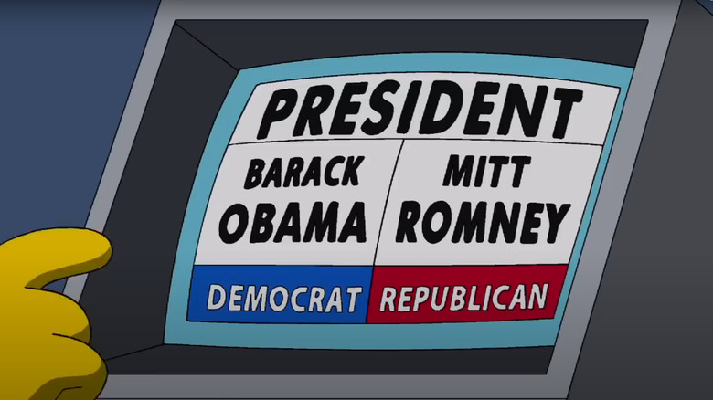 Homer selects between Obama Romney