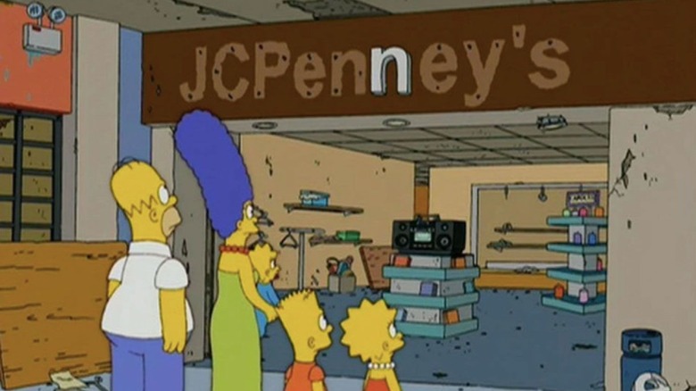 Simpsons in front of JCPenney