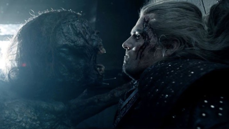 Geralt fighting the Striga