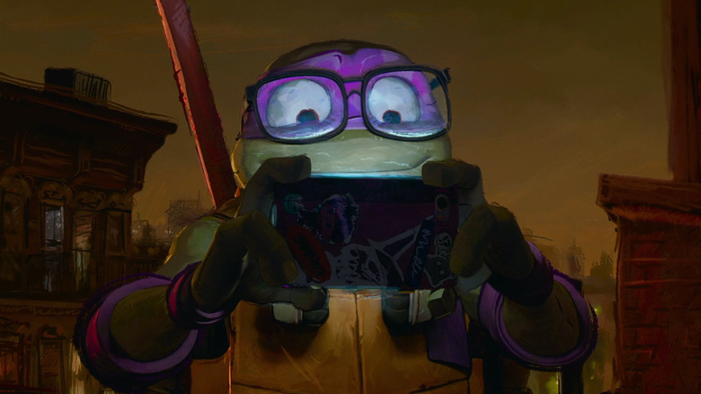 Donatello looks at his phone