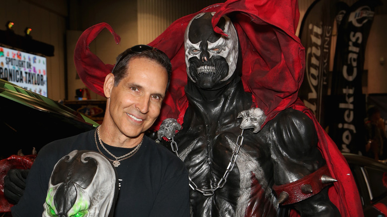 Todd McFarlane next to guy in Spawn costume