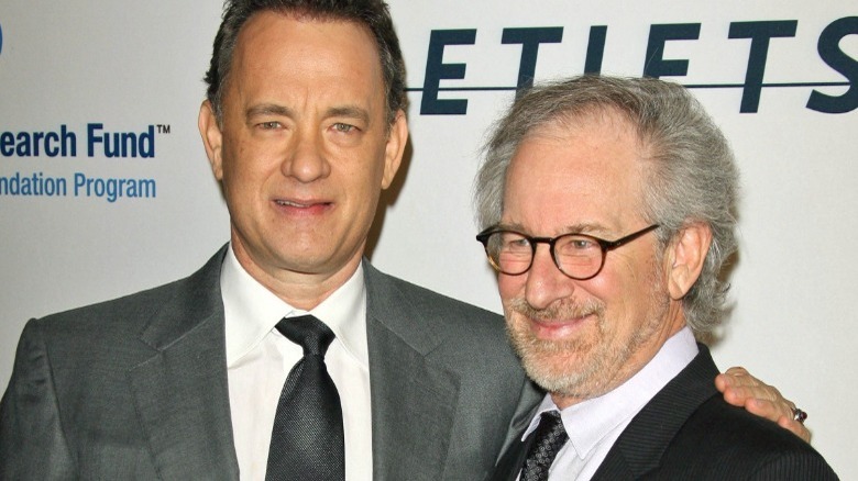 Tom Hanks and Steven Spielberg posing for pictures