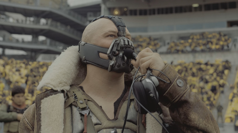 Tom Hardy's Bane addresses stadium