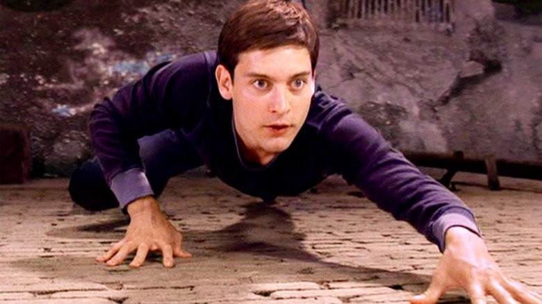 Tobey Maguire wall crawls as Spider-Man