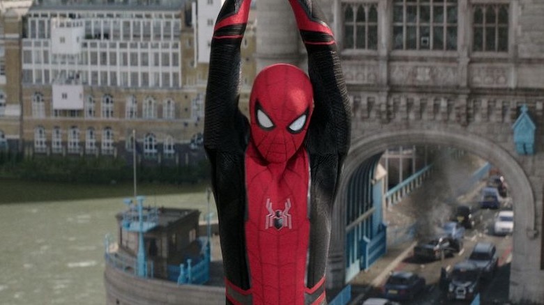 Spider-Man swinging through London