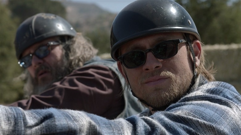 Jax and Bobby on their motorcycles