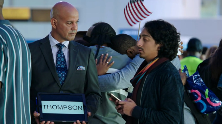 Flash Thompson at the airport looking dissapointed