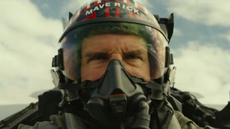 Maverick flying a plane in Top Gun: Maverick