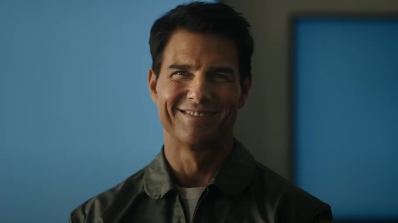 Pete "Maverick" Mitchell smiling in Top Gun: Maverick