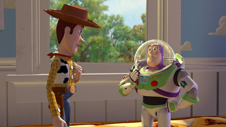 Woody and Buzz talking