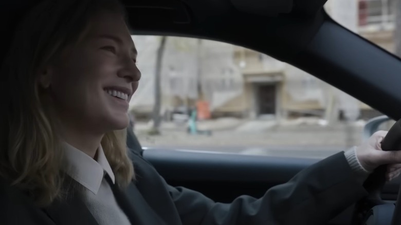 Cate Blanchett driving around