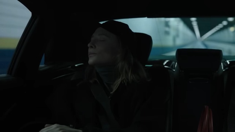 Cate Blanchett snoozing in car