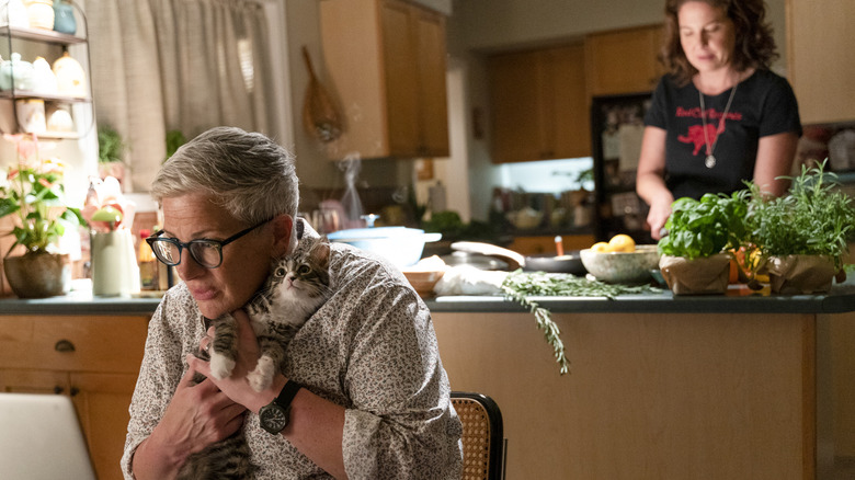 Teddi, Velma and cats in the kitchen