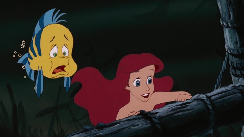 Ariel and Flounder swimming