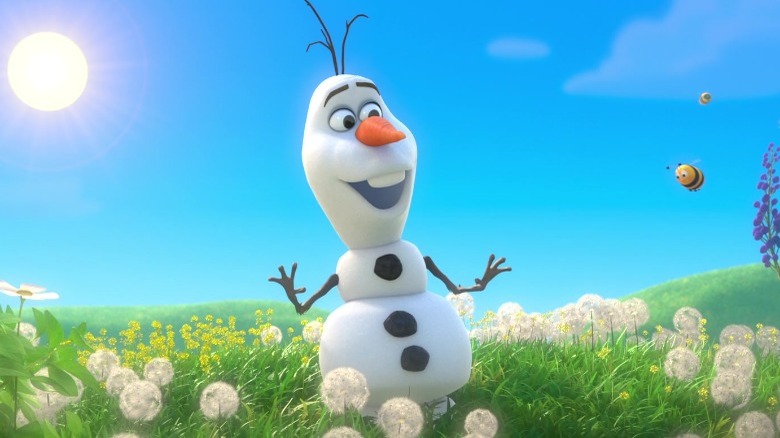 Olaf dancing in the sun outside