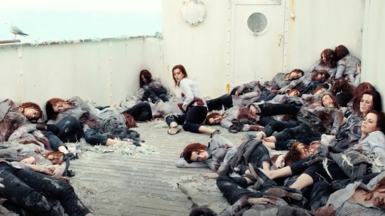 Sally surrounded by her corpses