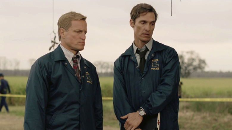 Rust and Marty wearing state police jackets