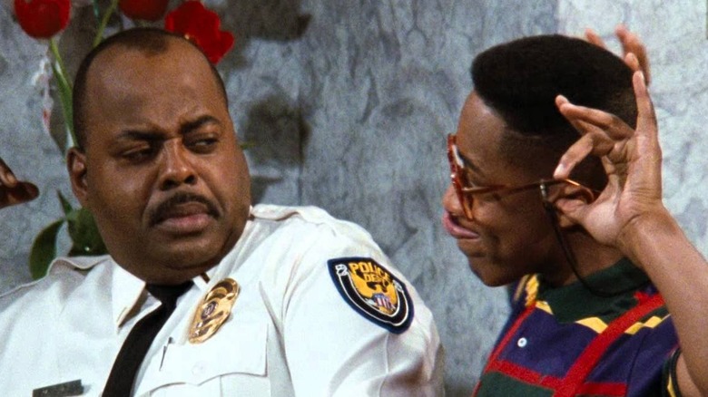 Carl Winslow annoyed by Urkel