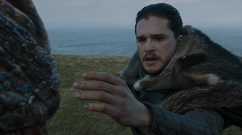 Jon Snow touching dragon