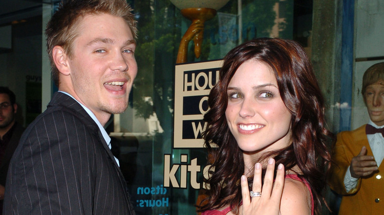 Chad Michael Murray smiles as Sophia Bush flashes engagement ring