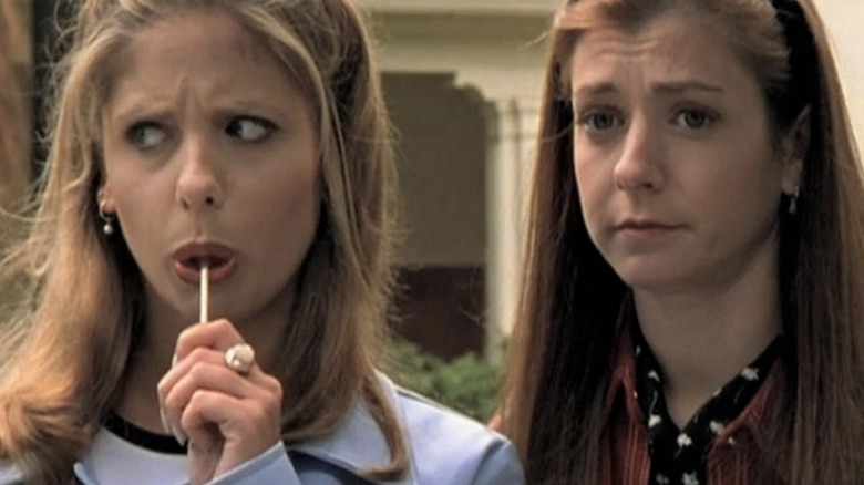 Buffy and Willow looking confused on 