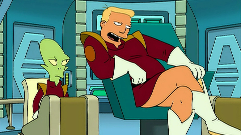 Zapp leans in captain's chair