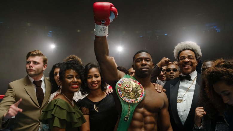 Mike with crowd celebrating win in ring