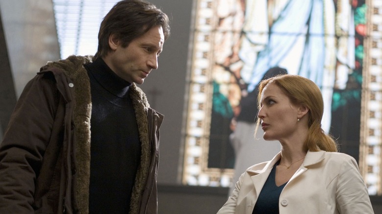 Mulder and Scully in a church