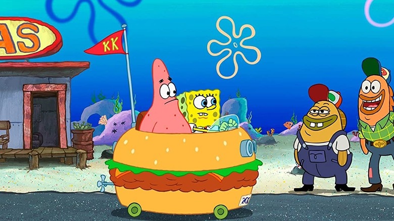 Spongebob and Patrick in the burger car