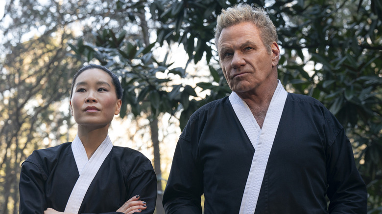 John Kreese and Kim Da-Eun looking stern